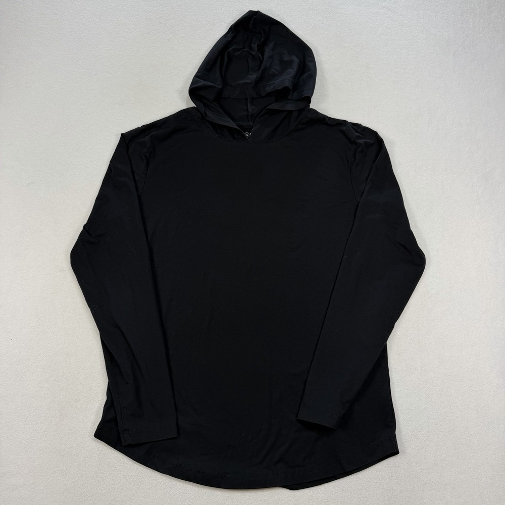 CUTS Men's Black Hoodie Hooded Long Sleeve Curve-Hem T Shirt Top Size Medium